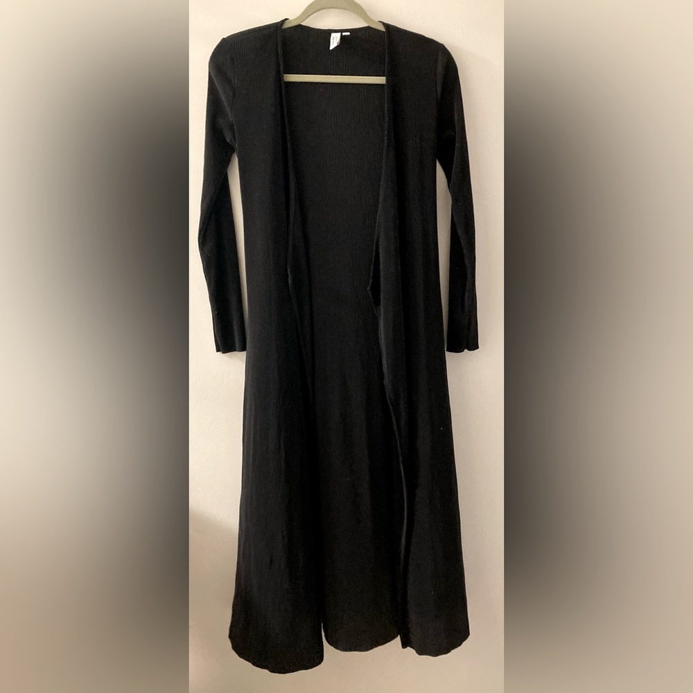 Paris Atelier Black Long Ribbed‎ Cardigan size 2
